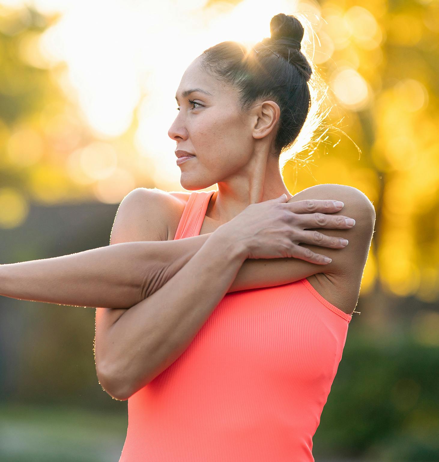 there is a woman in a pink top
