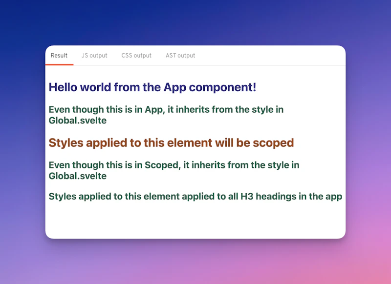 Global CSS applied to all components