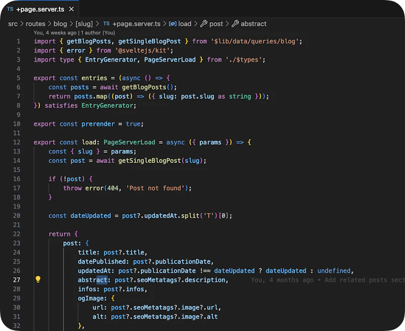 SvelteKit code screenshot