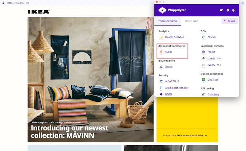IKEA uses Svelte on their front page