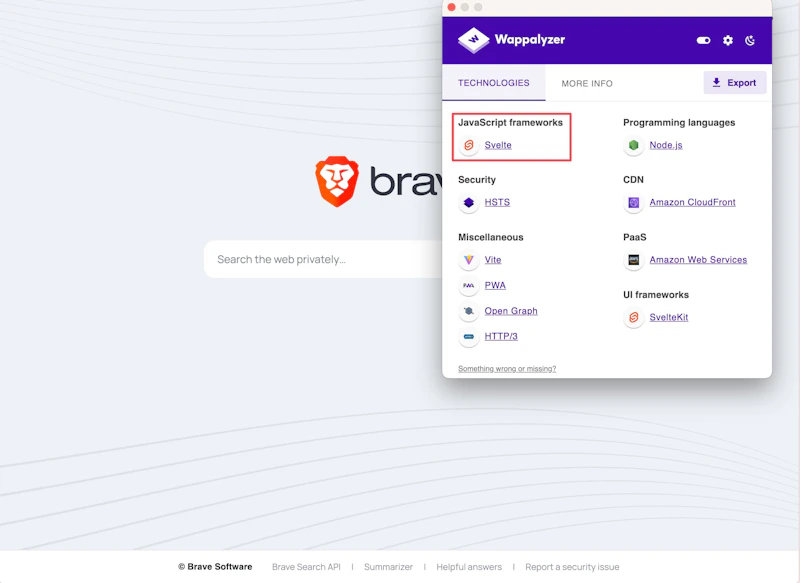 Brave Search uses Svelte