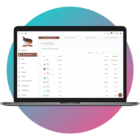 Rotki Dashboard on a laptop