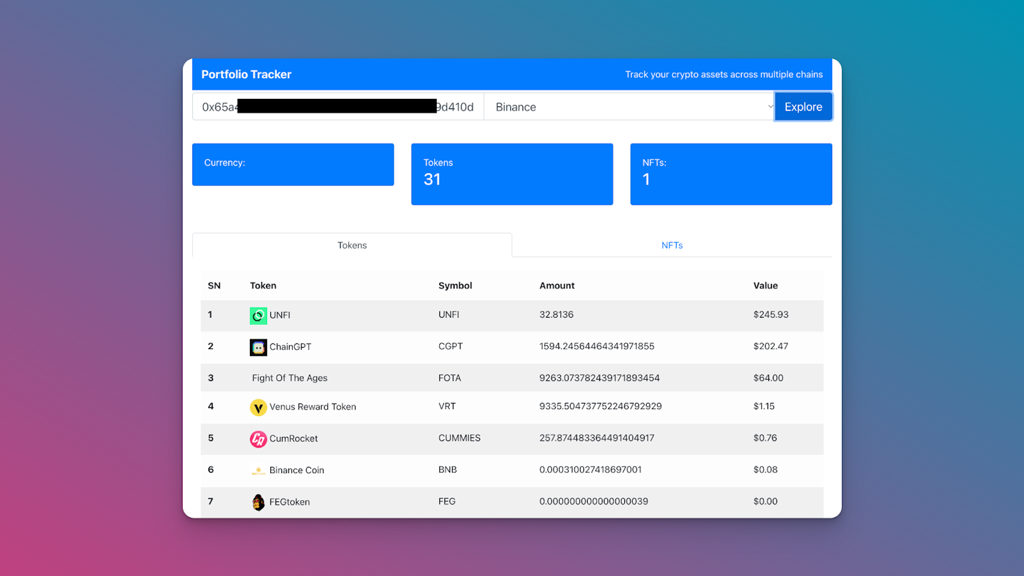 Building a Web3 Portfolio Tracker with the GoldRush API | Guides | GoldRush