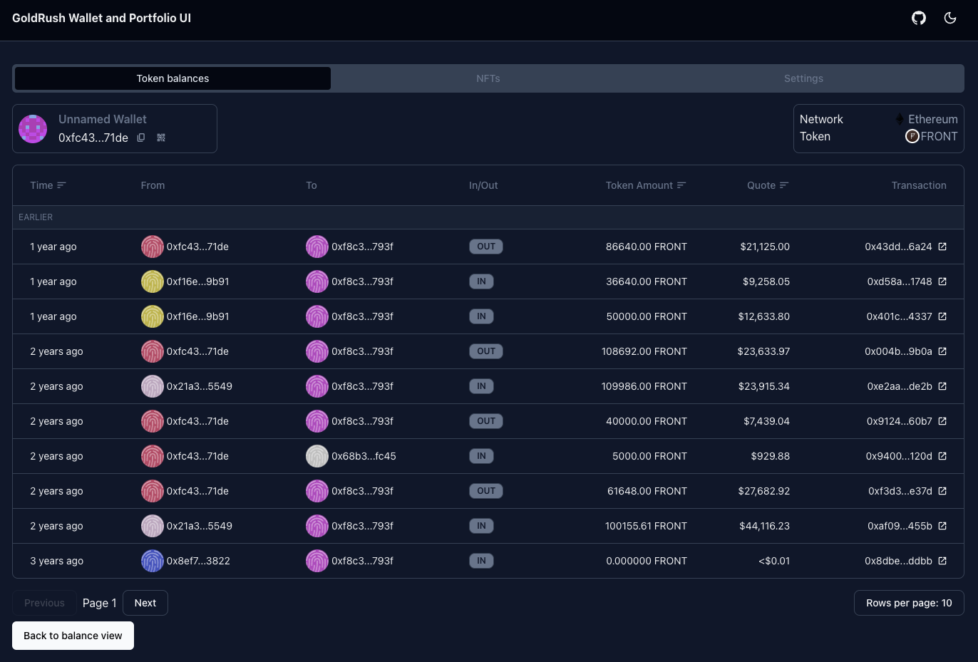 GoldRush Component Example