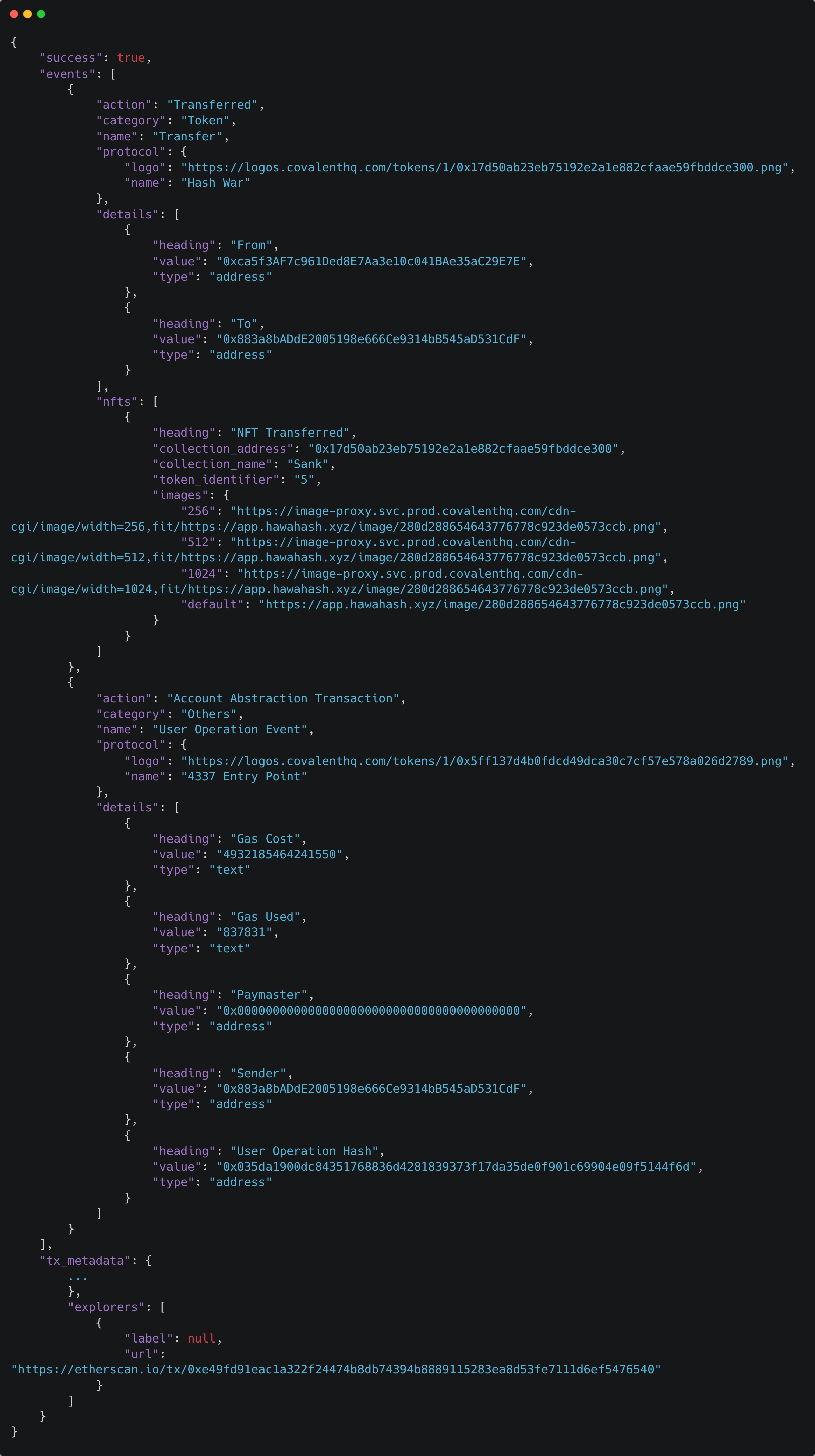 GoldRush Decoder output example