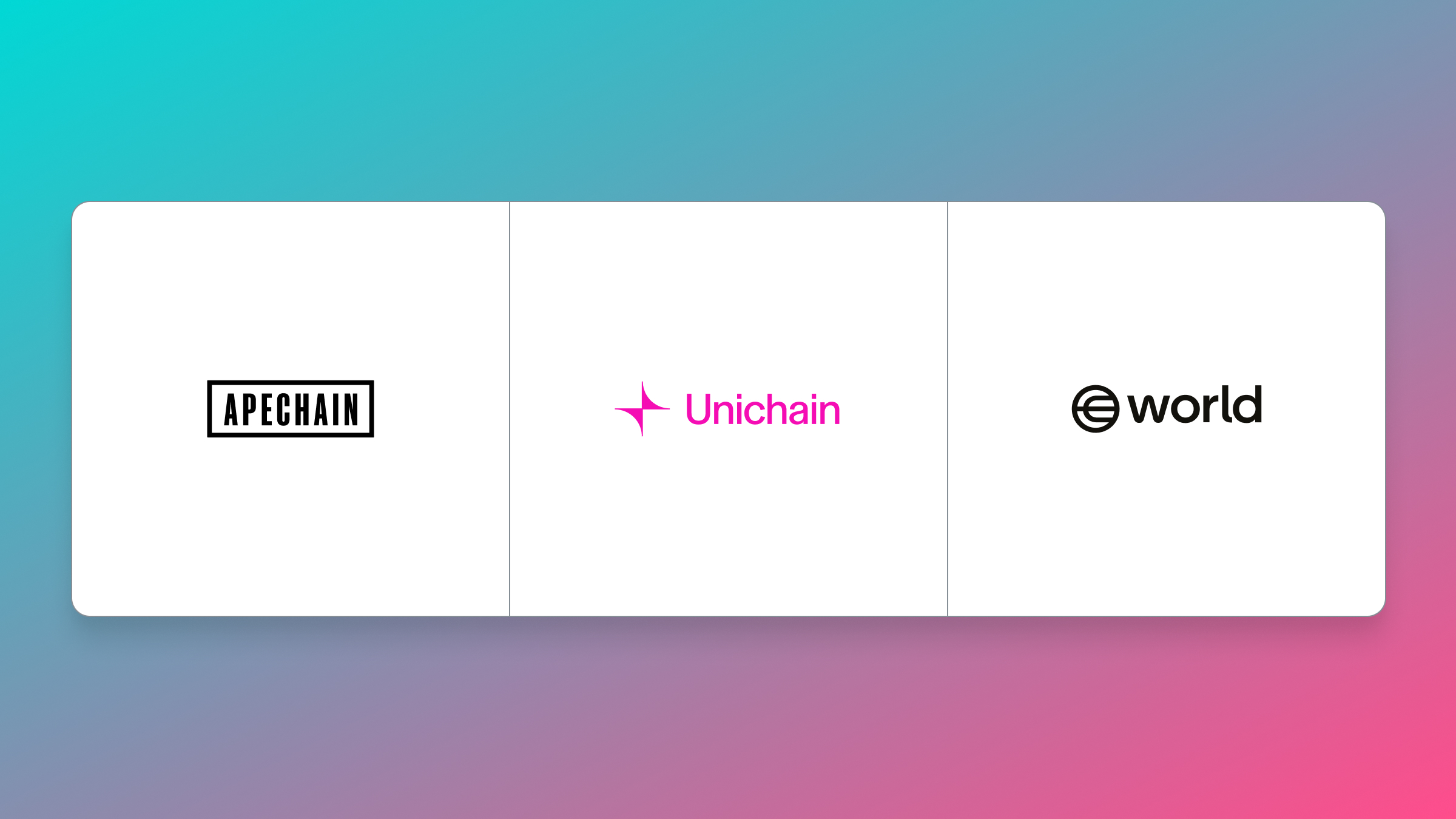 ApeChain, World Chain Mainnets & Unichain Testnet Indexed