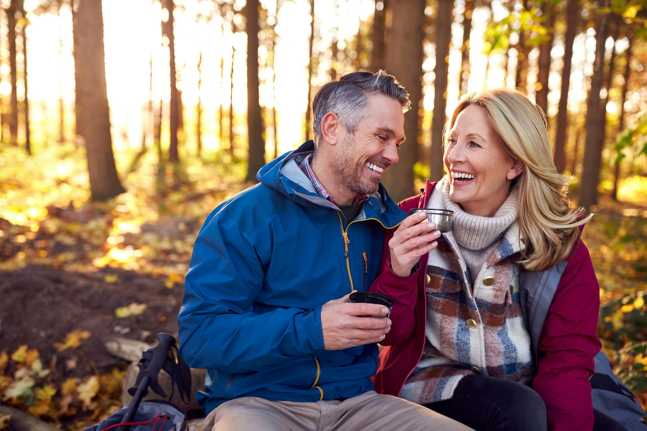 couple together in the woods