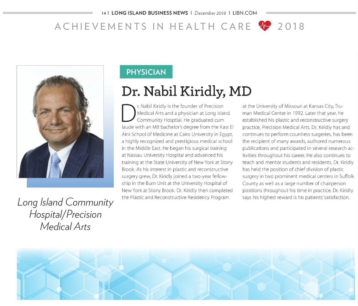 Long Island Business News Article on Dr. Nabil Kiridly