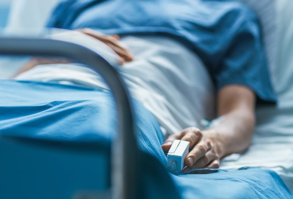 Patient in hospital lying down