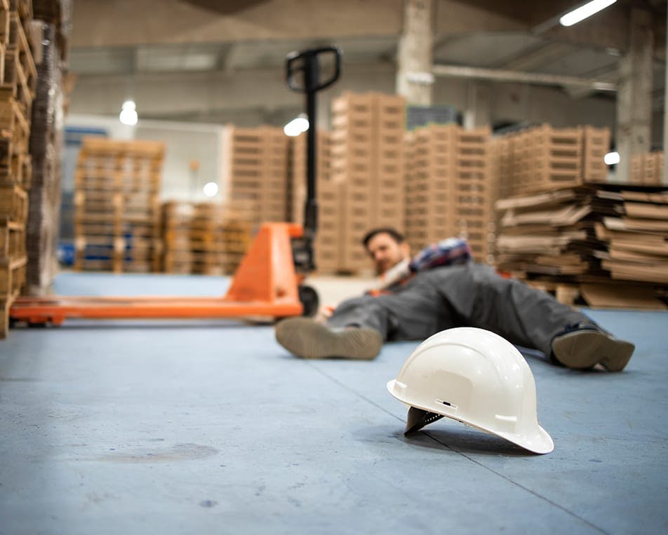 Man lying on the floor after falling