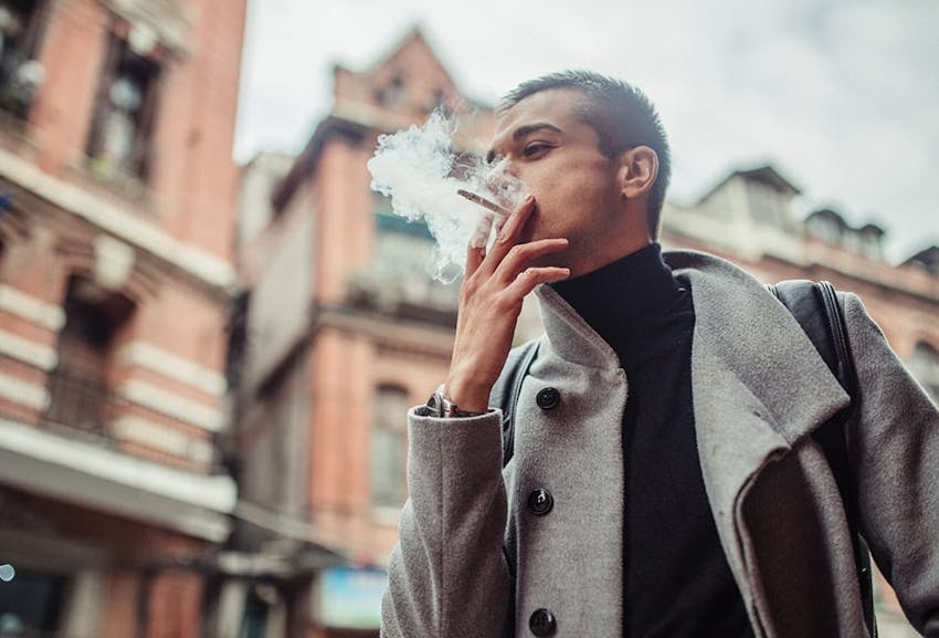 Man smoking cigarette