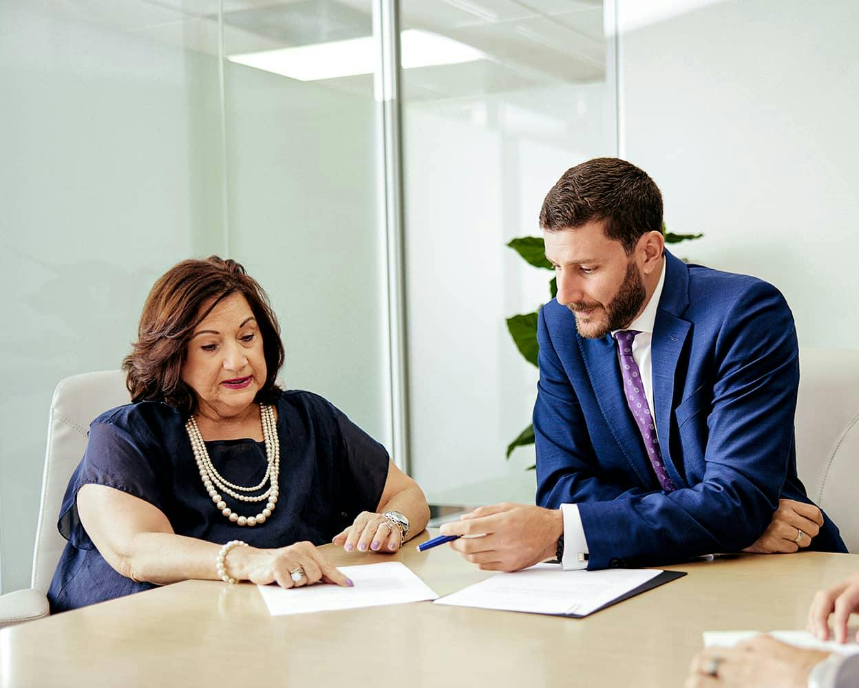 An attorney helping a client.