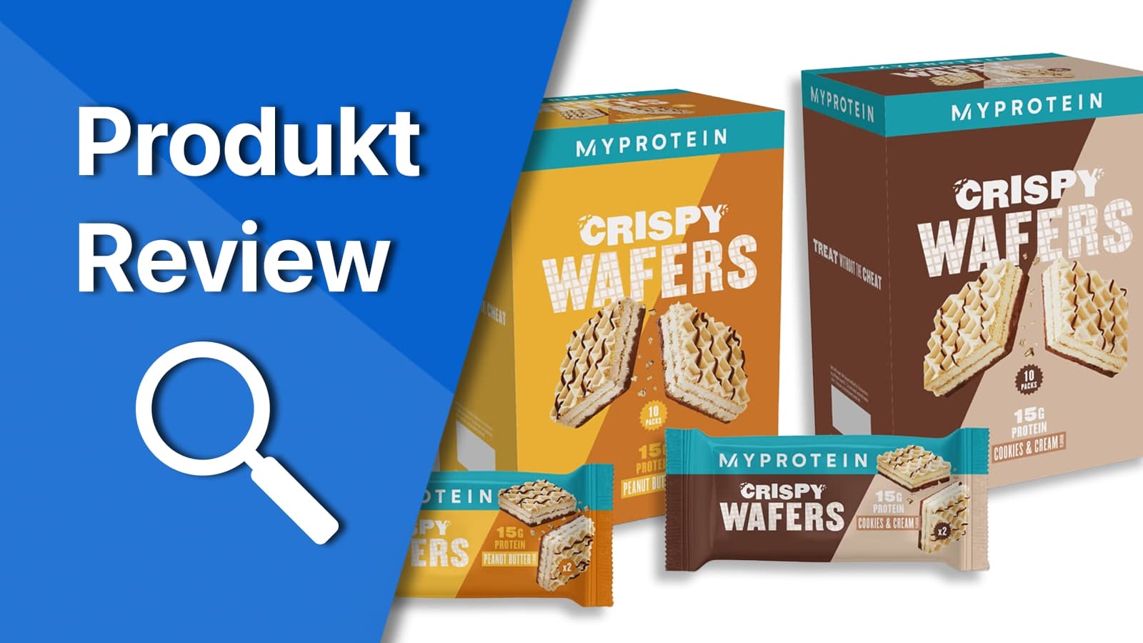 MyProtein Crispy Wafers Produkt Review. Vorschau der Verpackungen der Myprotein Crispy Wafers.