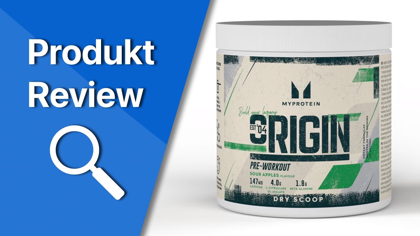 MyProtein Origin Dry Scoop im Review. Titelbild, welches den MyProtein Origin Dry Scoop Booster präsentiert.