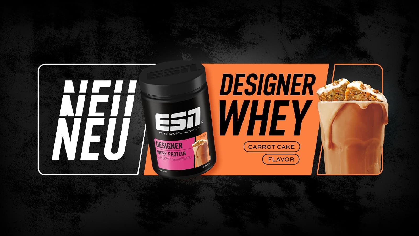 ESN Designer Whey "Carrot Cake" im Review. Bild, was das ESN Designer Whey "Carrot Cake" in Szene setzt.