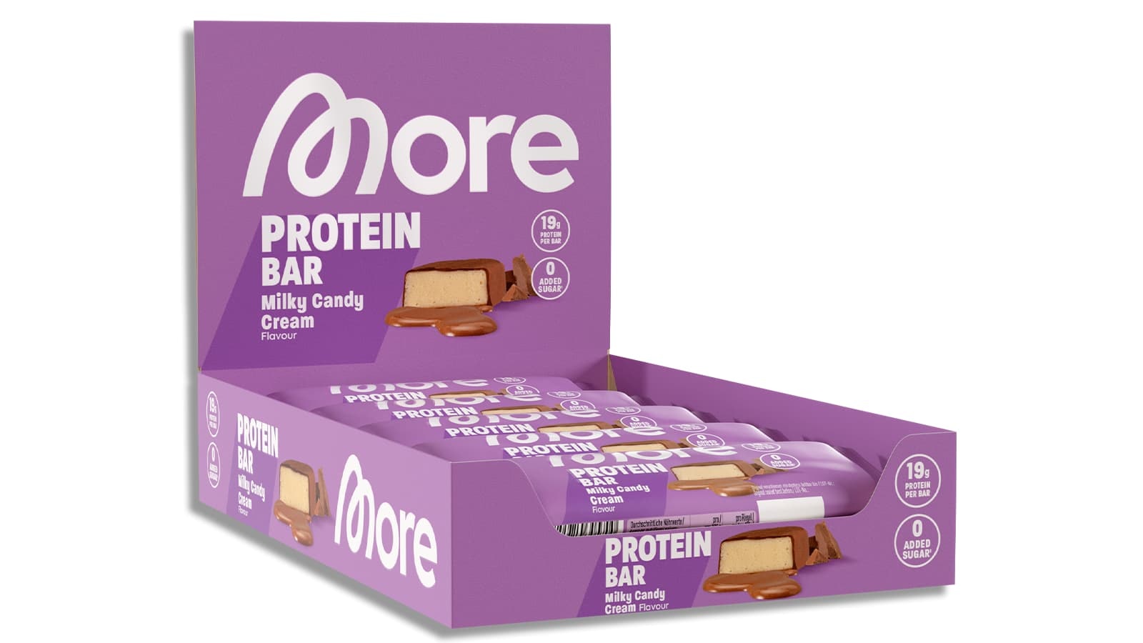 Der More Protein Bar "Milky Candy Cream" von More Nutrition vereint hohen Proteingehalt mit hervorragendem Geschmack.