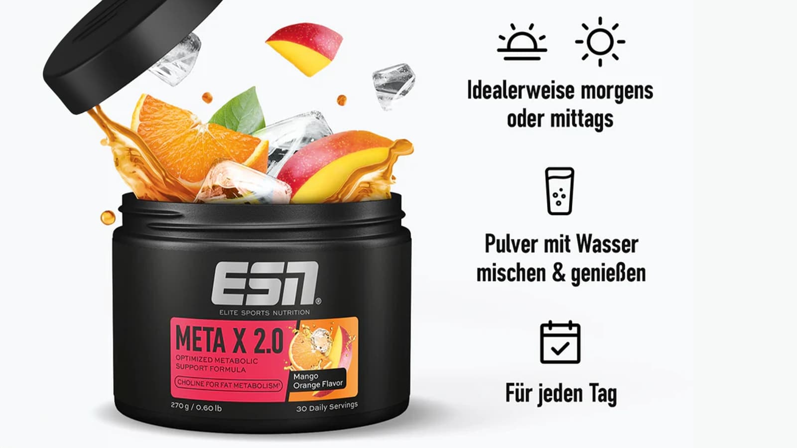 Der ESN Meta X 2.0 bietet das perfekte Paket, um den Stoffwechsel optimal zu unterstützen und Energie sowie mentalen Fokus zu fördern.