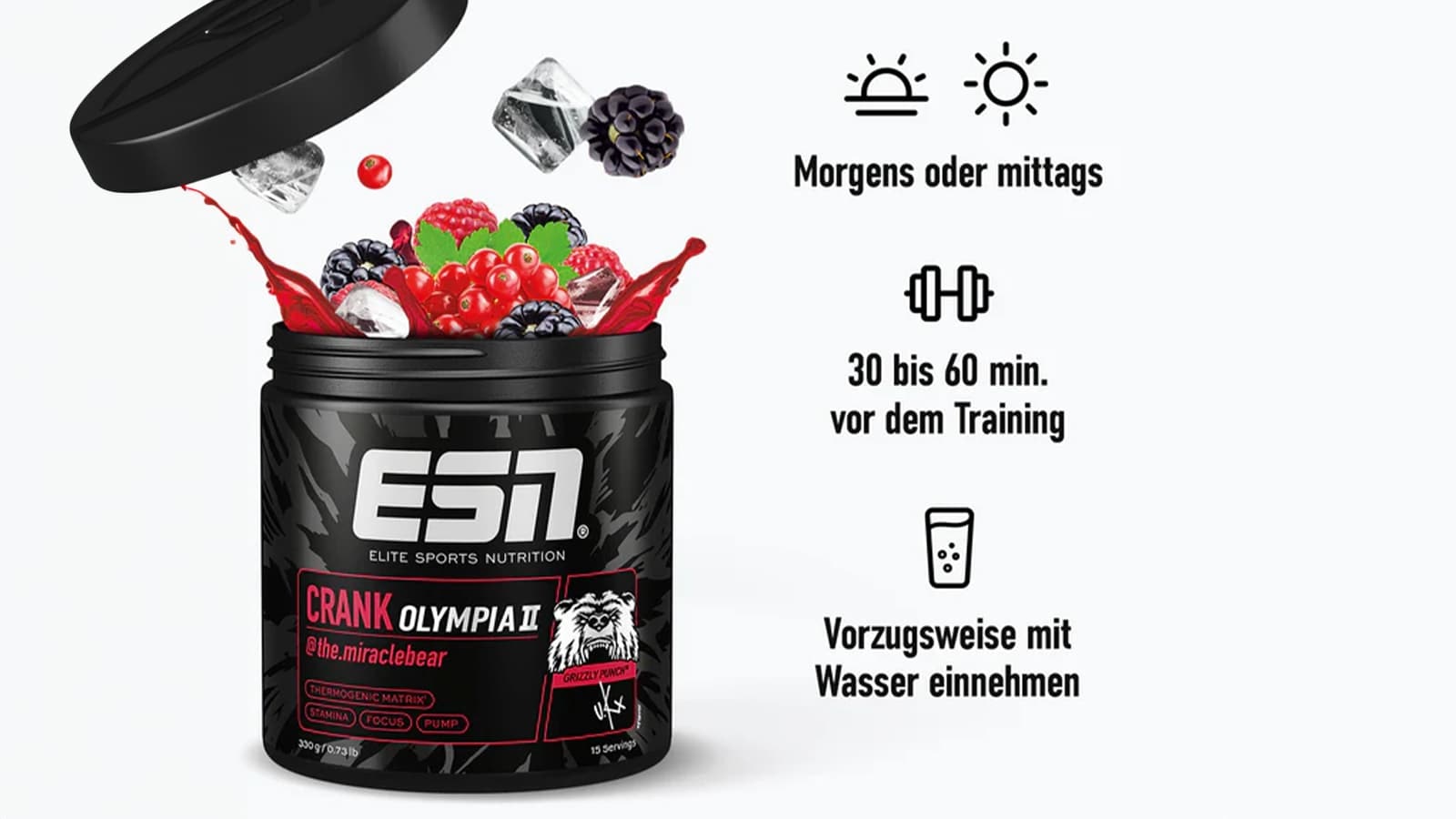 Der ESN Crank Olympia 2 ist der neueste Pre-Workout-Booster, der in Zusammenarbeit mit Urs Kalecinski entwickelt wurde.