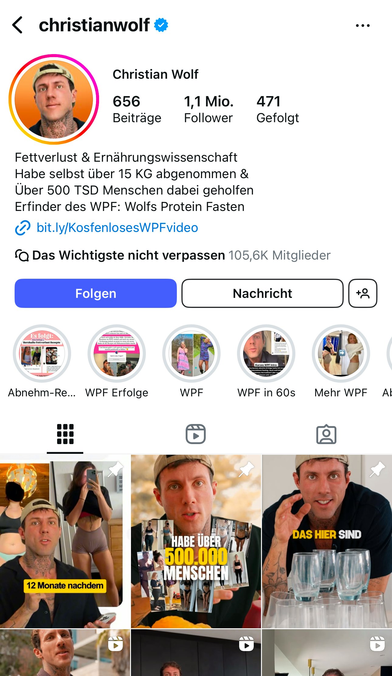 Bild von dem Account von Christian Wolf auf Instagram