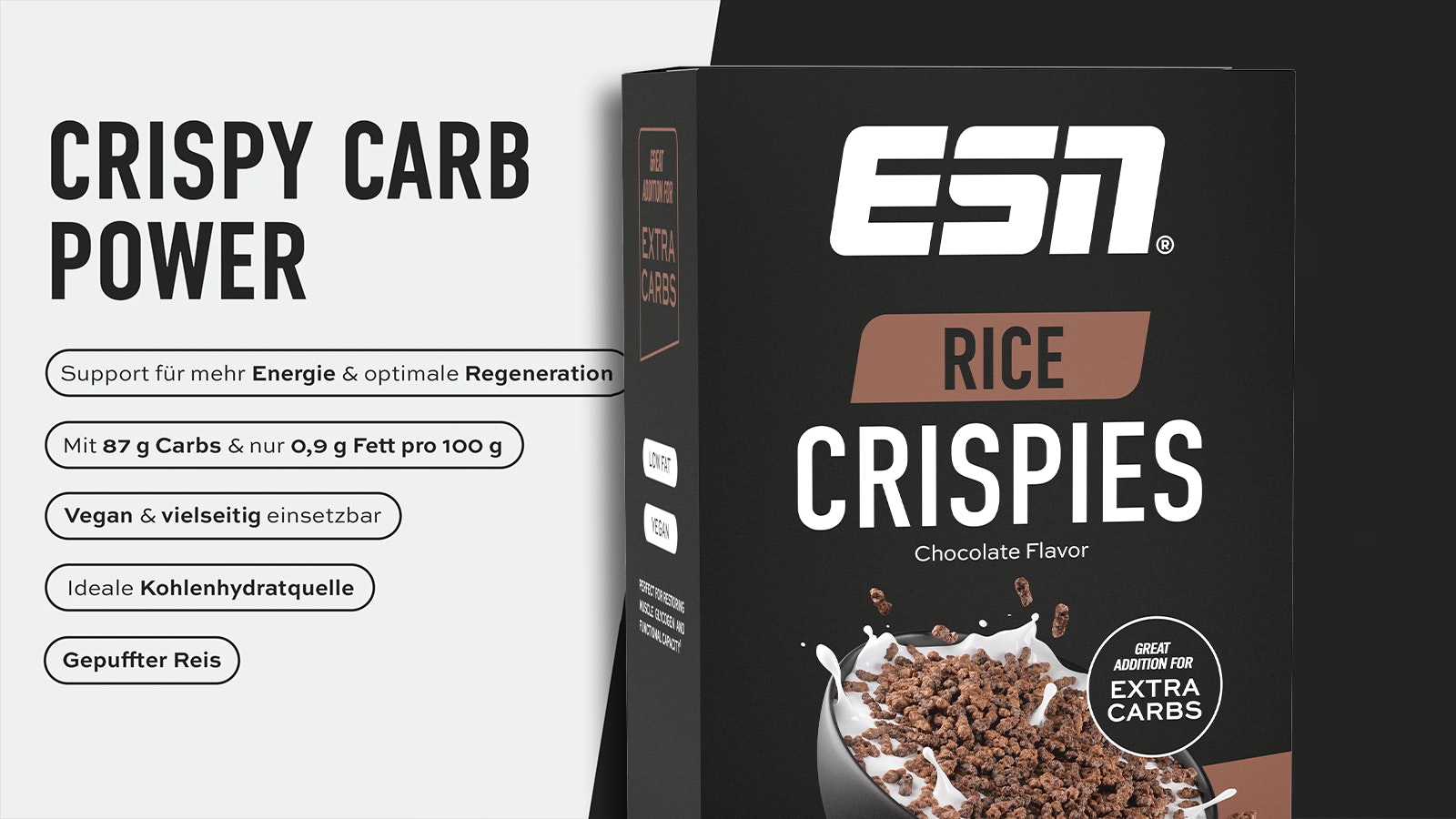 Produktbild von den ESN Rice Crispies "Chocolate Flavor".