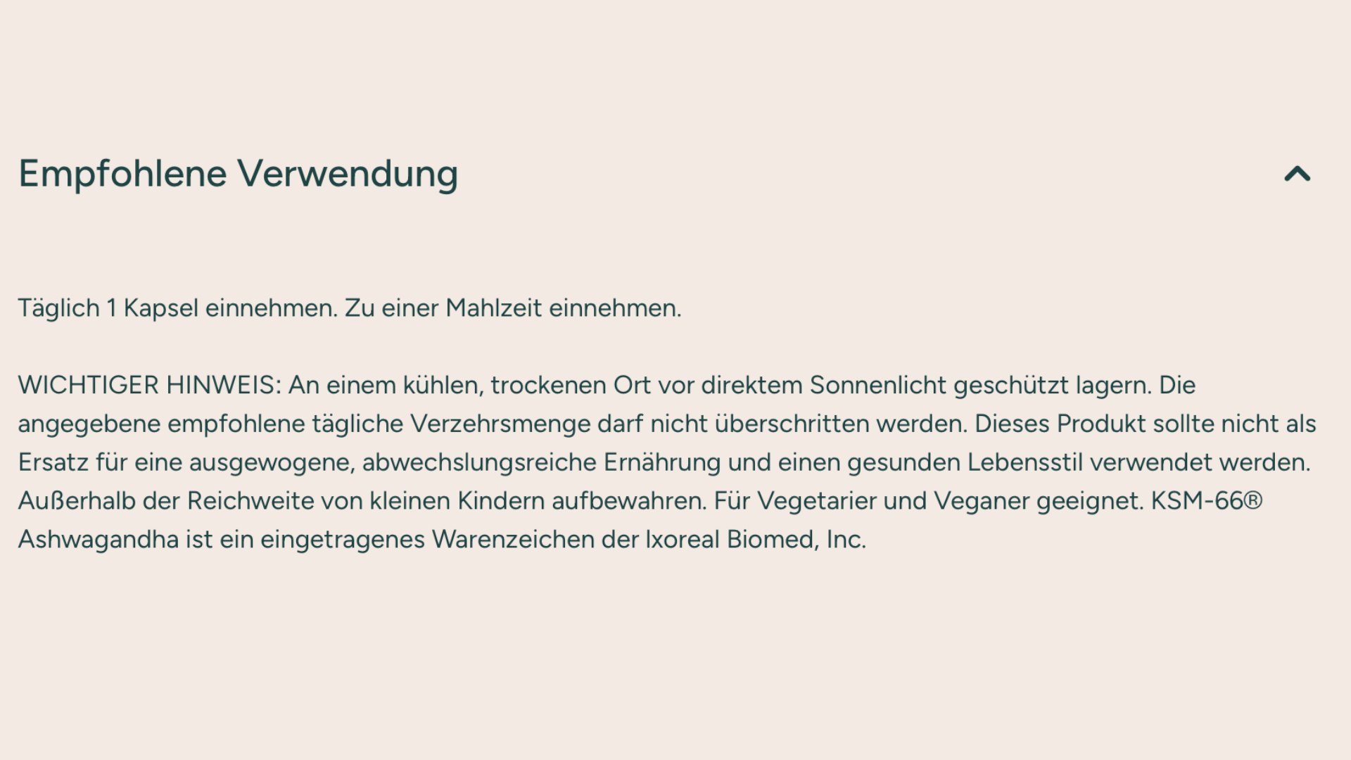 Empfohlene Verwendung der Ashwagandha Kapseln von MyProtein