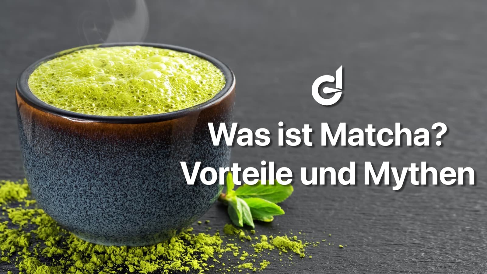 Bild von einer Tasse mit Matcha neben der Überschrift des Artikels.