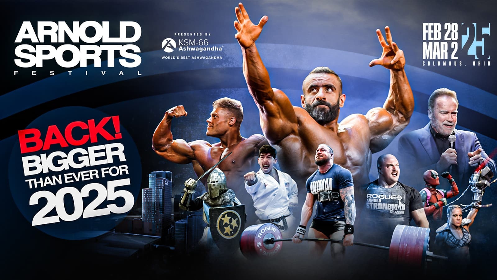Titelbild der Arnold Classic 2025 mit einigen Teilnehmern.