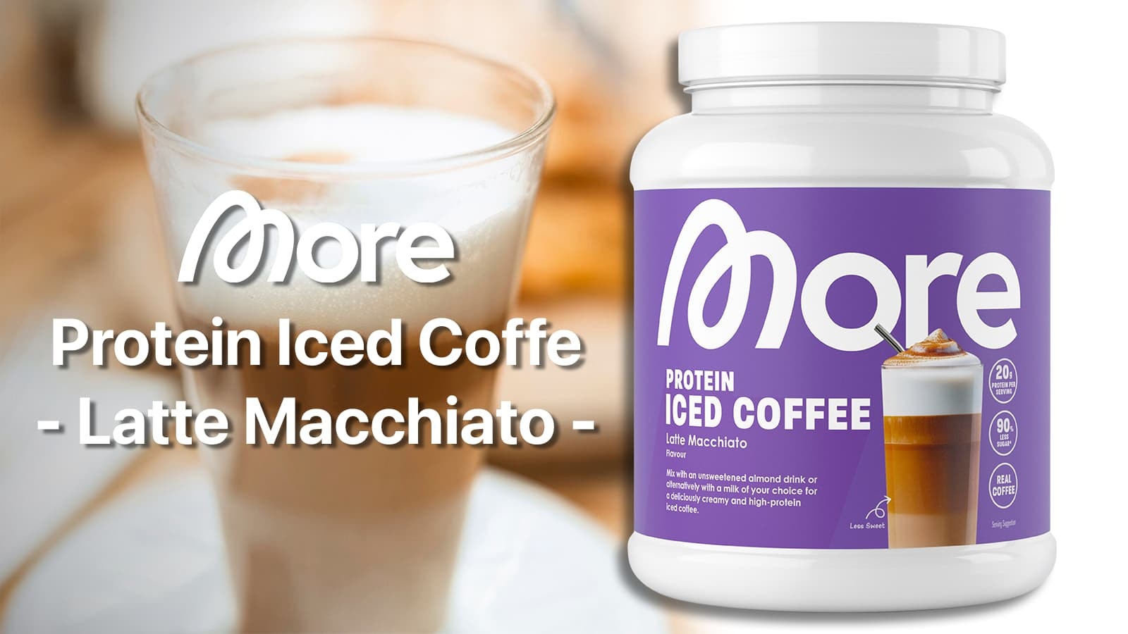 Produktbild und Überschrift des Artikels vor einer Abbildung eines Latte Macchiatos.