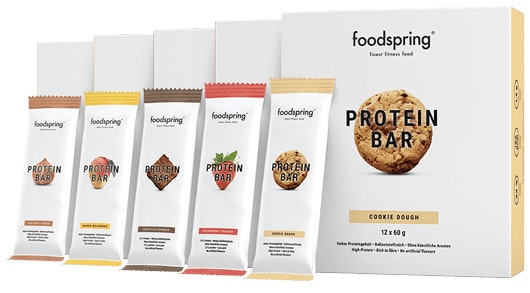 Eine Übersicht der Protein Bars von Foodspring.