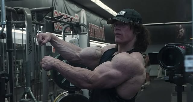 Sam Sulek im Fitnessstudio am Posen.