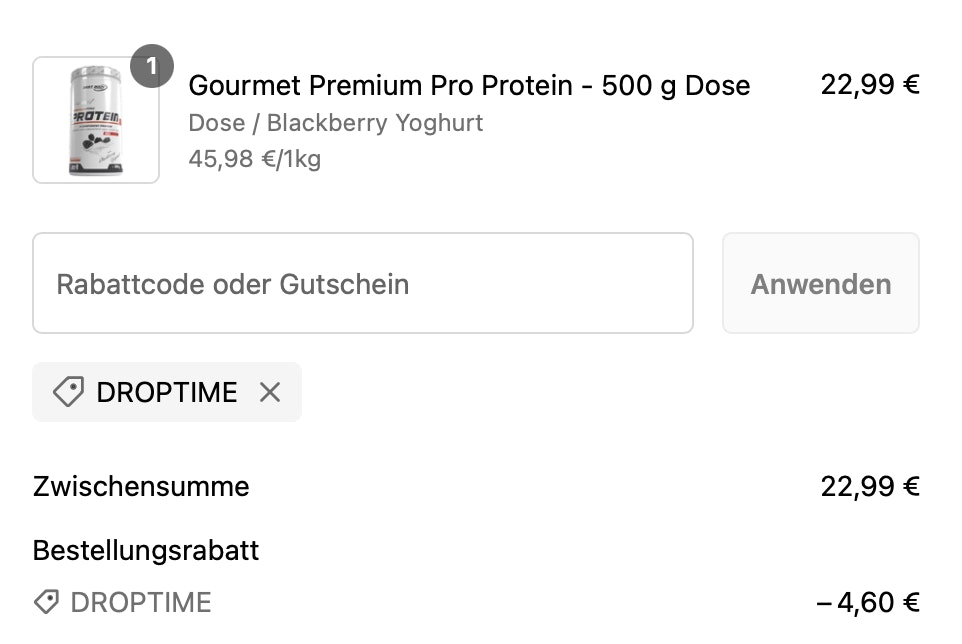 Bild wie man den Rabattcode bei Best Body Nutrition anwendent