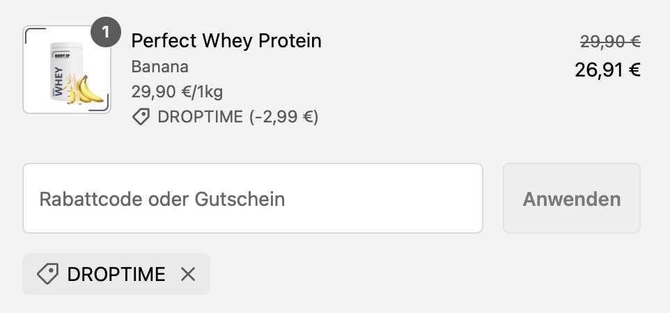 Bild bei dem der Rabattcode bei BodyIP angewendet wird