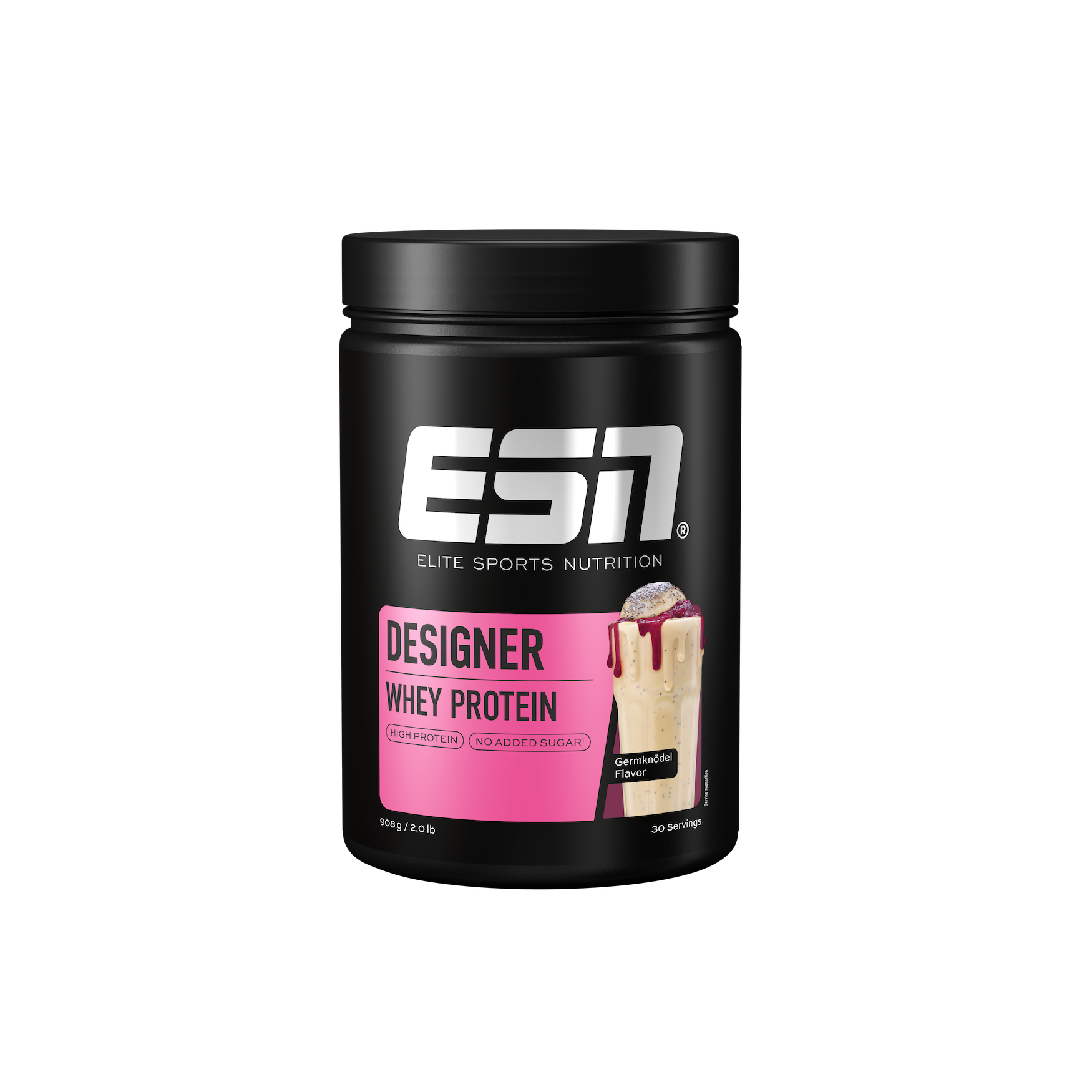Verpackung vom ESN Designer Whey “Germknödel Flavor”