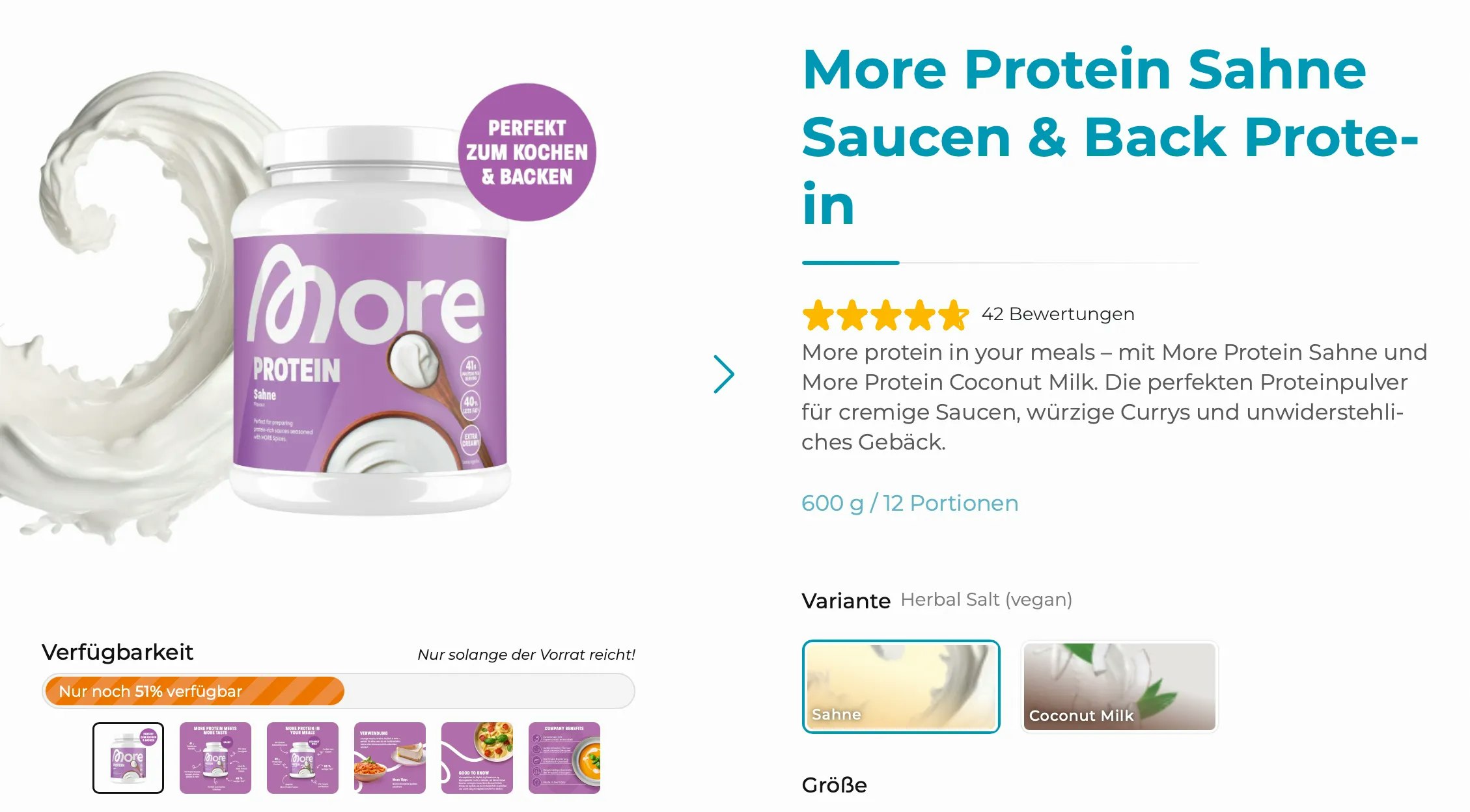 Bild von der Webseite vom More Protein Sahne
