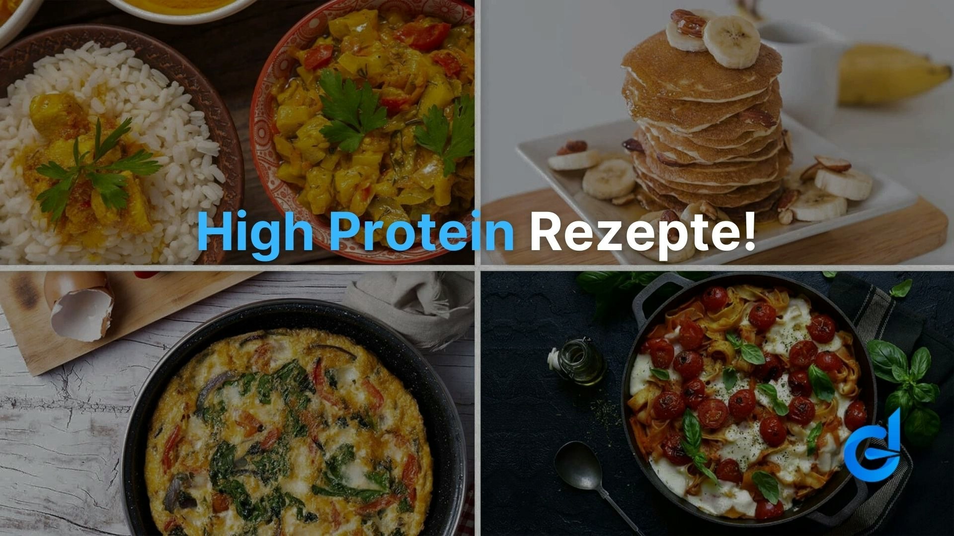 Vier High Protein Rezepte die von DROPTIME vorgestellt werden.