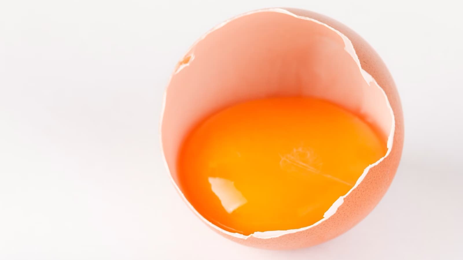 Eine halbe Eierschale, in der sich das Eigelb befindet.