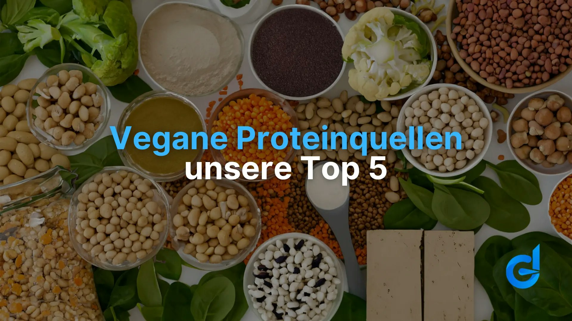 linsen,hülsenfrüchte,tofu,gemüe und nüsse auf einem tisch. hier werden vegane proteinquellen gezeigt.