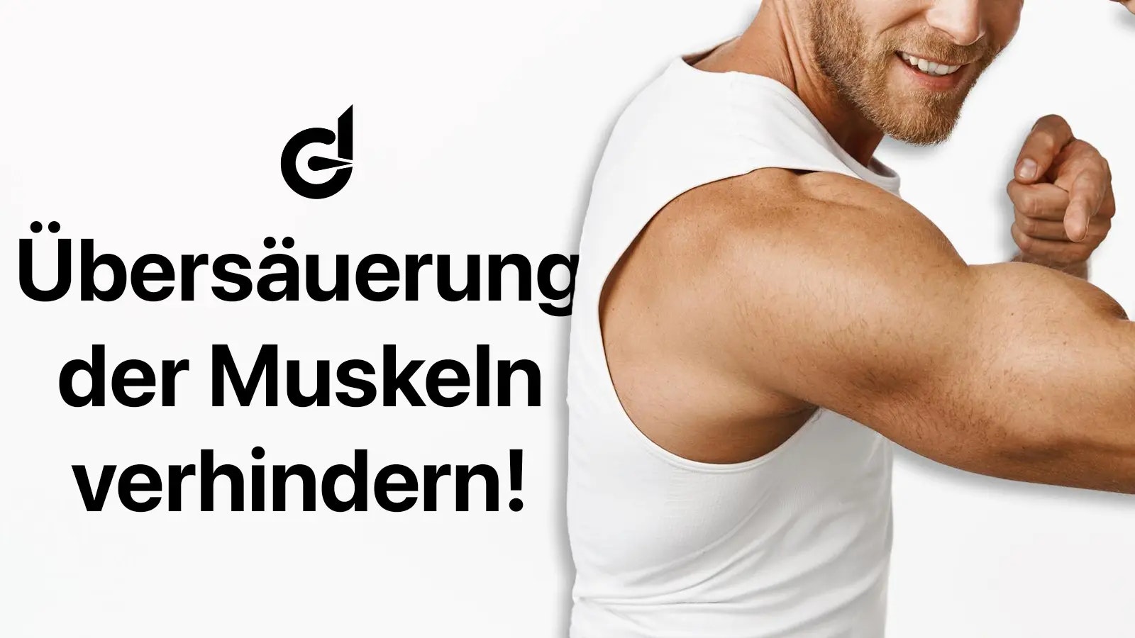 Die Überschrift des Artikels und ein Mann der auf seinen Bizeps Muskel zeigt.