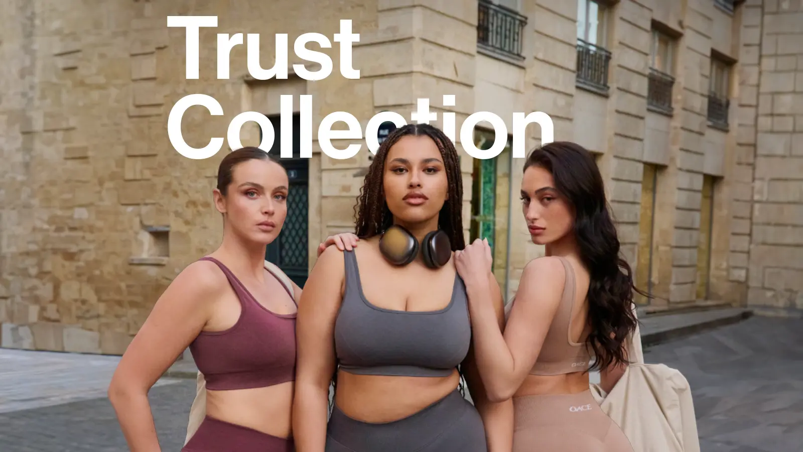 Review zur neuen OACE Trust Collection - Bild von drei Frauen in Sportkleidung von OACE.