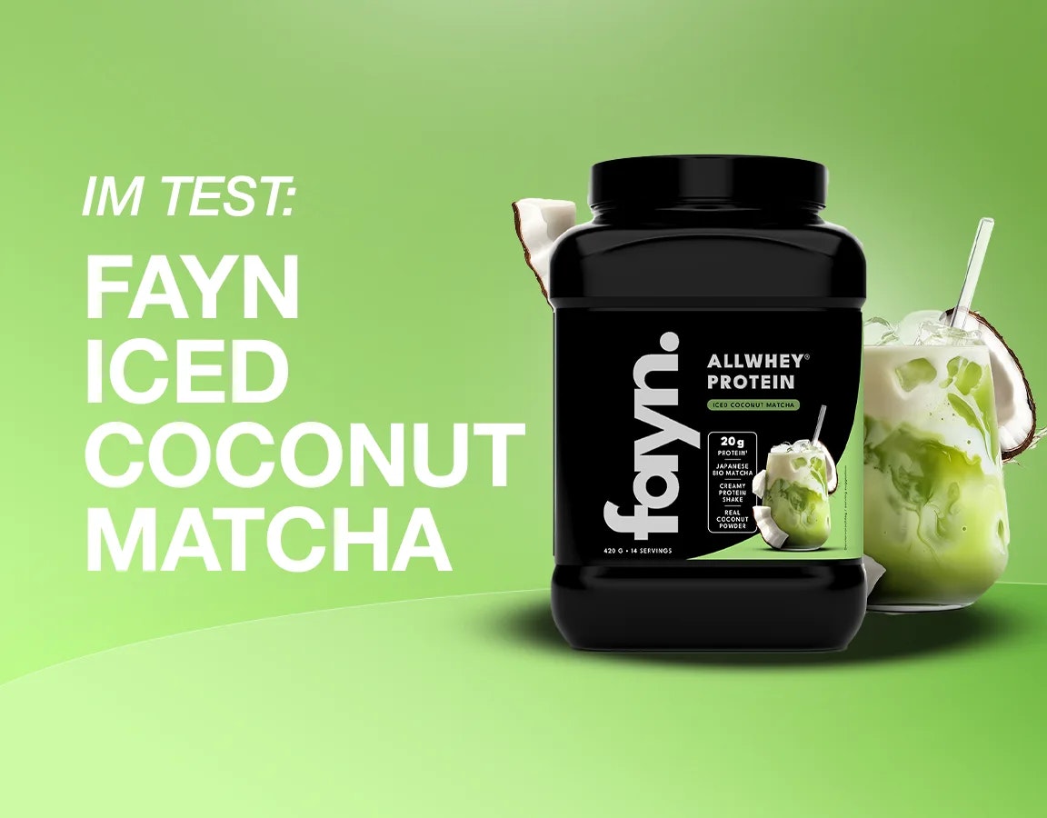 Produktbild von einer Dose Fayn Allwhey Protein Iced Matcha.