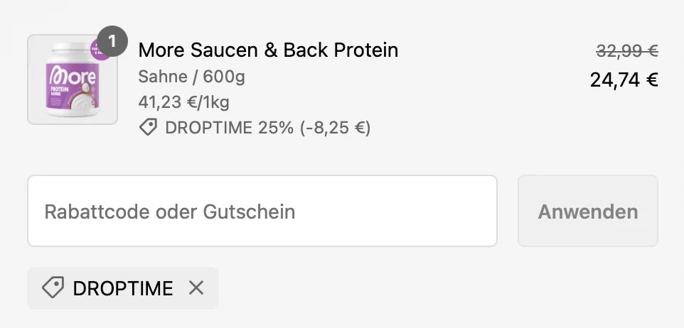 Bild vom anwenden des More Nutrition Rabattcode