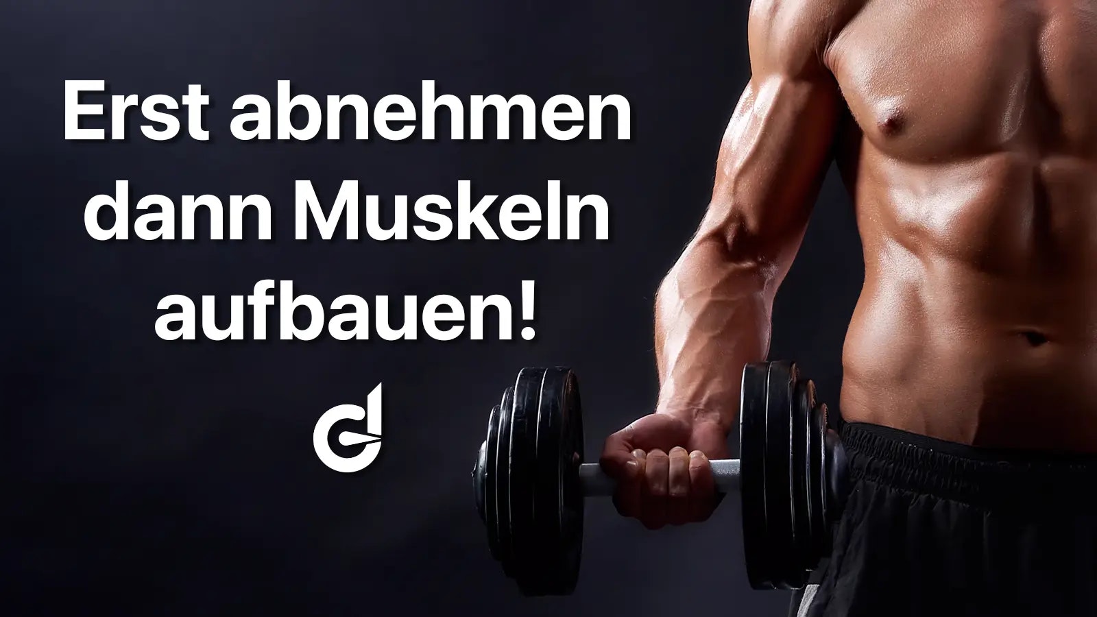 Bild von einem durchtrainierten Mann mit einer Kurzhantel in der Hand.