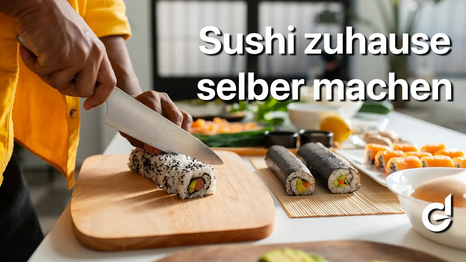 Sushi zuhause selber machen - Bild von einem Mann, der Sushi zubereitet.