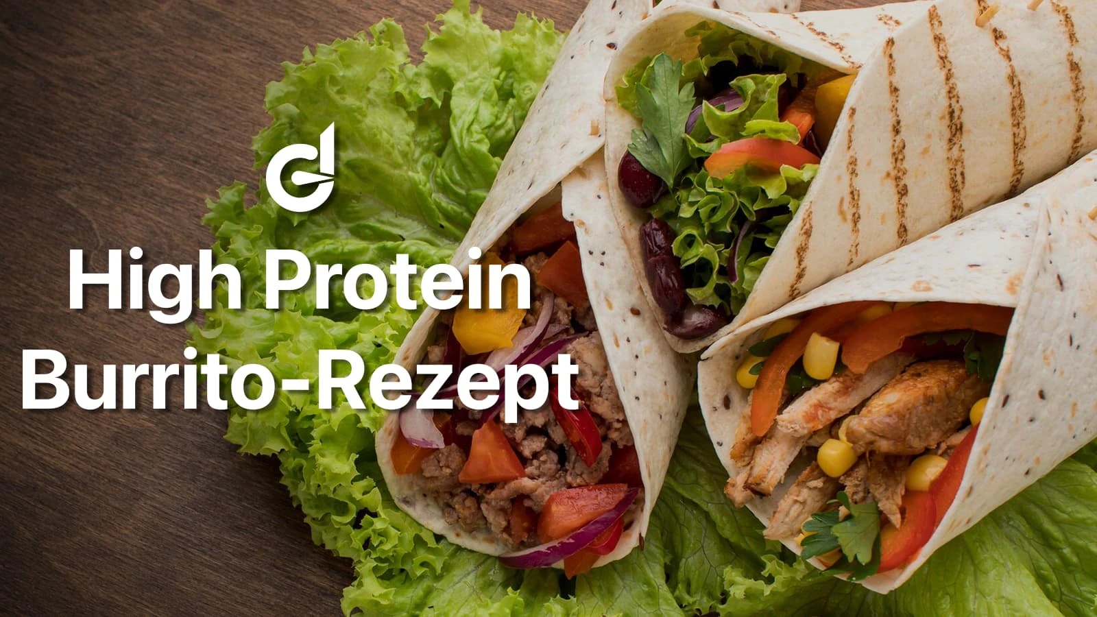 Drei Protein Burritos gefüllt mit gesunden Zutaten. liegend auf einem salatblatt