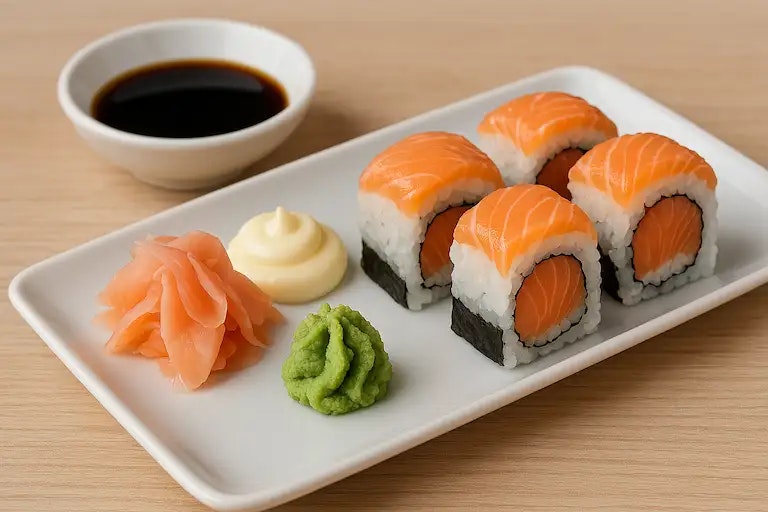 Sushi Kalorien: Wasabi, Sojasauce, Ingwer und Mayonaisse