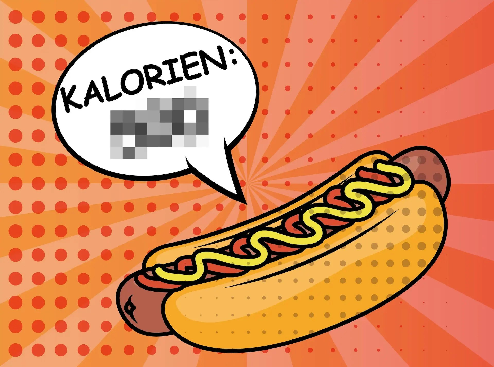 Comic-Darstellung von einem Hot Dog.