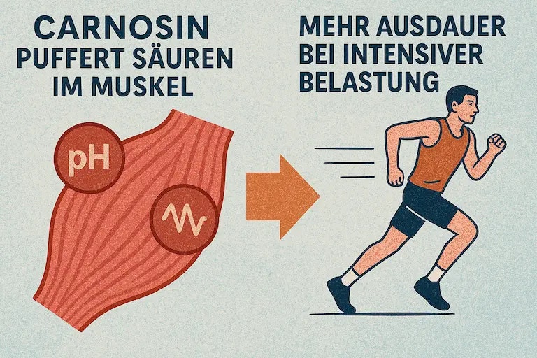 Carnosin puffert Säuren im Muskel → mehr Ausdauer bei intensiver Belastung