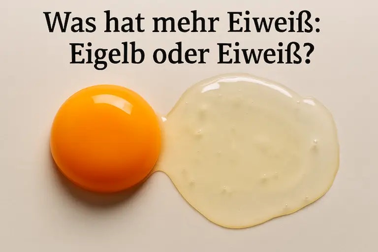 Was hat mehr Eiweiß: Eigelb oder Eiweiß?: Bild von einem Eiweiß und einem Eigelb