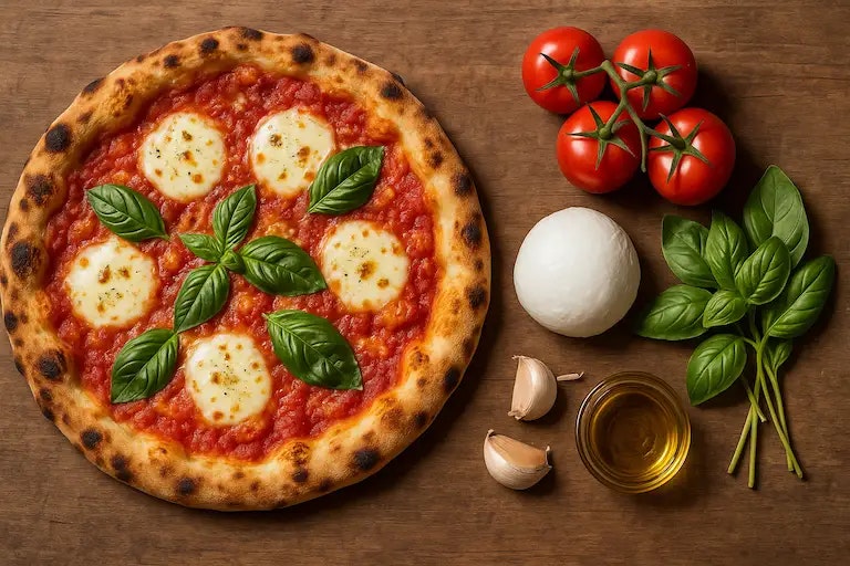 Pizza Margherita mit allen Zutaten