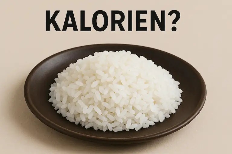 Gekochter Reis wo Kalorien drübersteht.